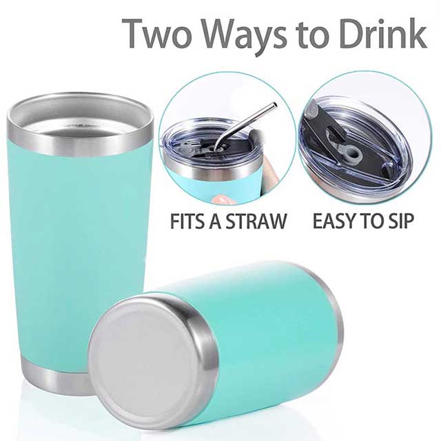 stainless steel tumbler with fits a straw easy to sip