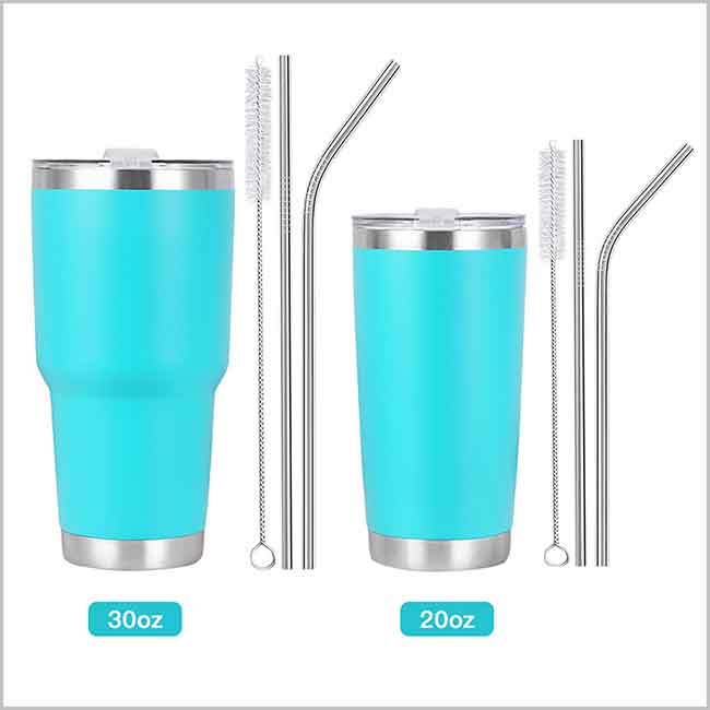 20 oz stainless steel tumbler with straw and bursh