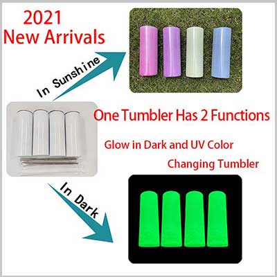 20oz sublimation glow in dark and uv color changing tumbler