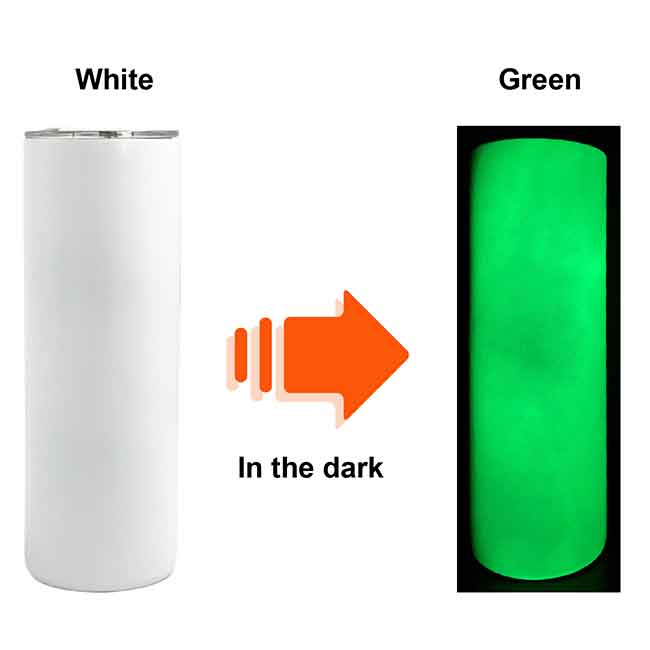 White glow green in the-dark tumbler