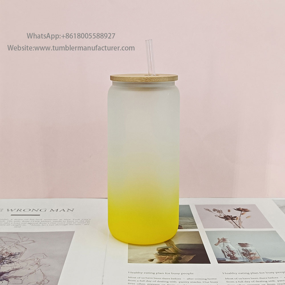glass can with lid and straw sublimation