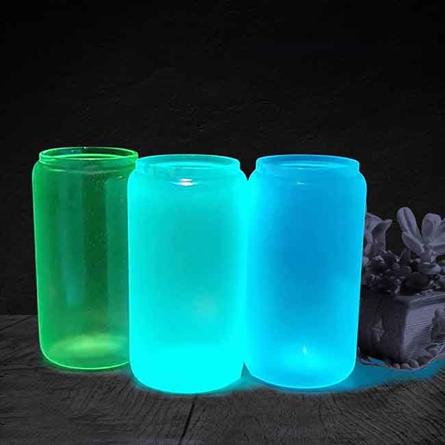 16 oz sublimation glow in the dark glass beer can