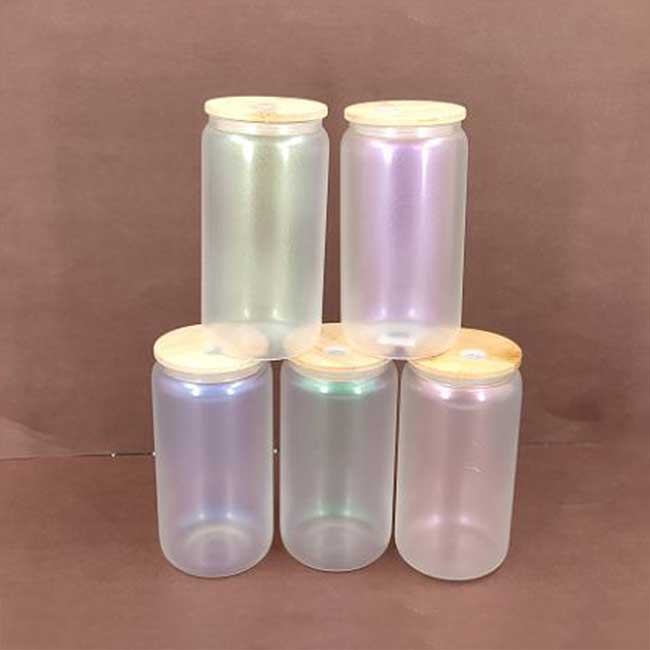16oz iridescent sublimation glass cup