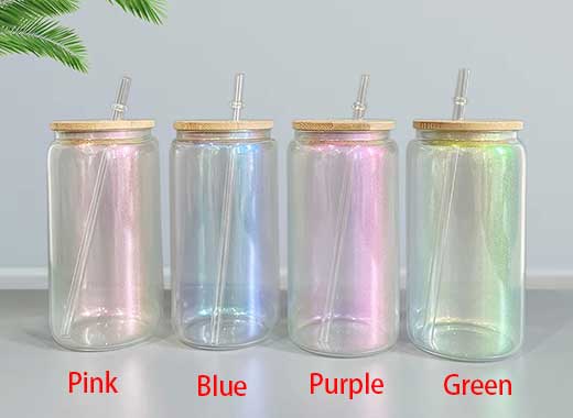 Sublimation Blank Iridescent Glass Can Wholesale