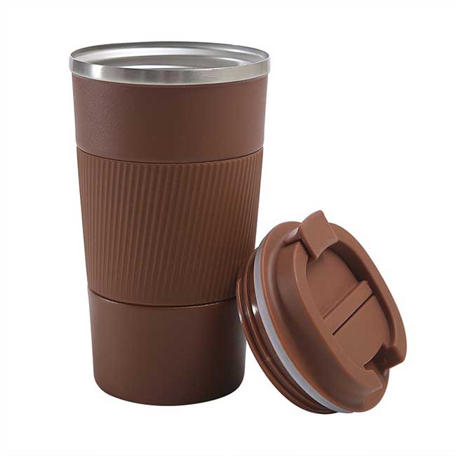 stainless steel coffee cup with lid