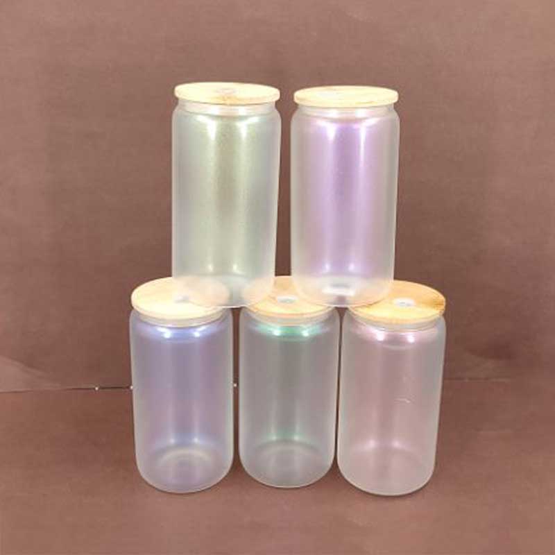 16oz sublimation iridescent glass can